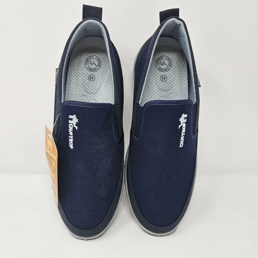 Canemon Mens Navy Blue Slip On Outdoor Walking Shoes Mesh Loafers Size 12-13 NEW